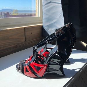 Bottega Veneta  strappy wedge heel patent leather